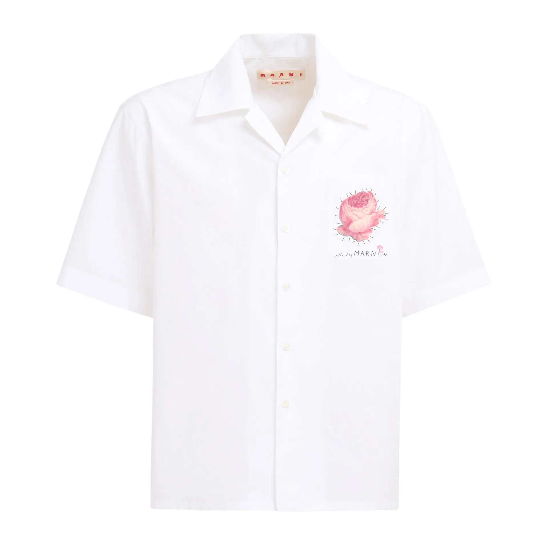 Marni Male Short-Sleeved Bowling Shirt 'White'