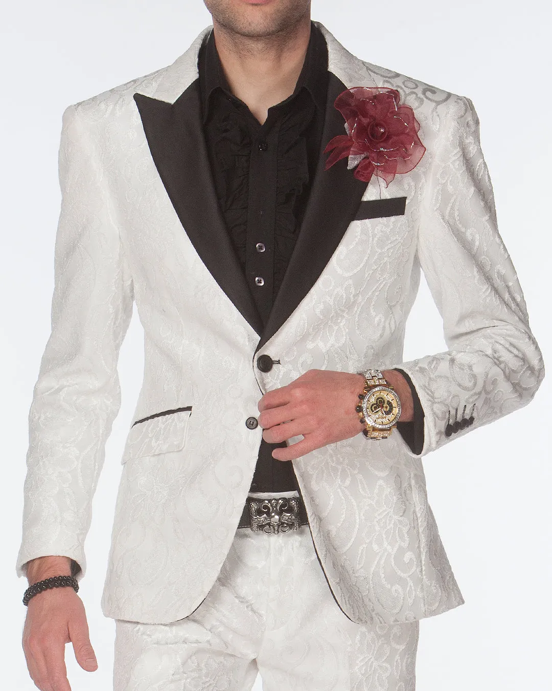 Men's Fashion Suit, Tuxedo - New Salsa White - Prom - Suits - wedding