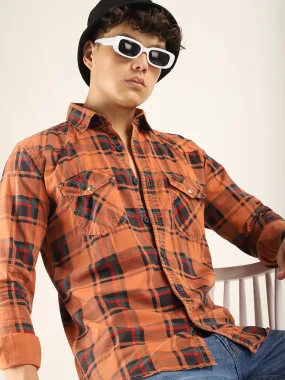 Modest Check Orange Shirt