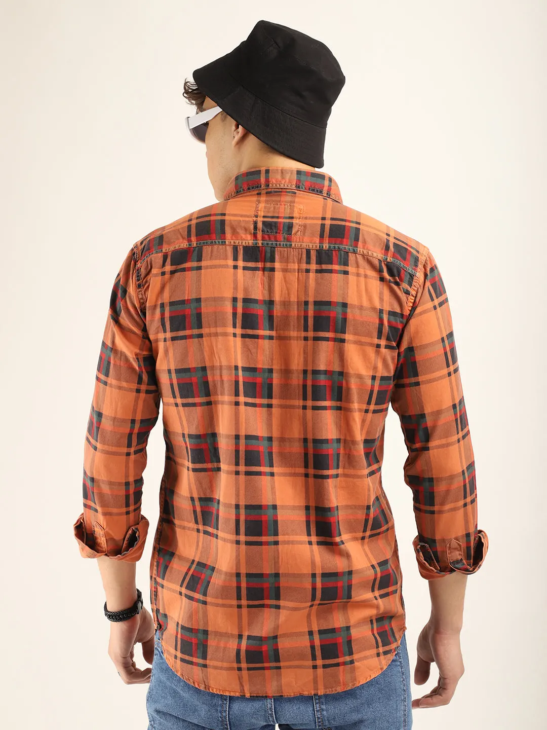 Modest Check Orange Shirt