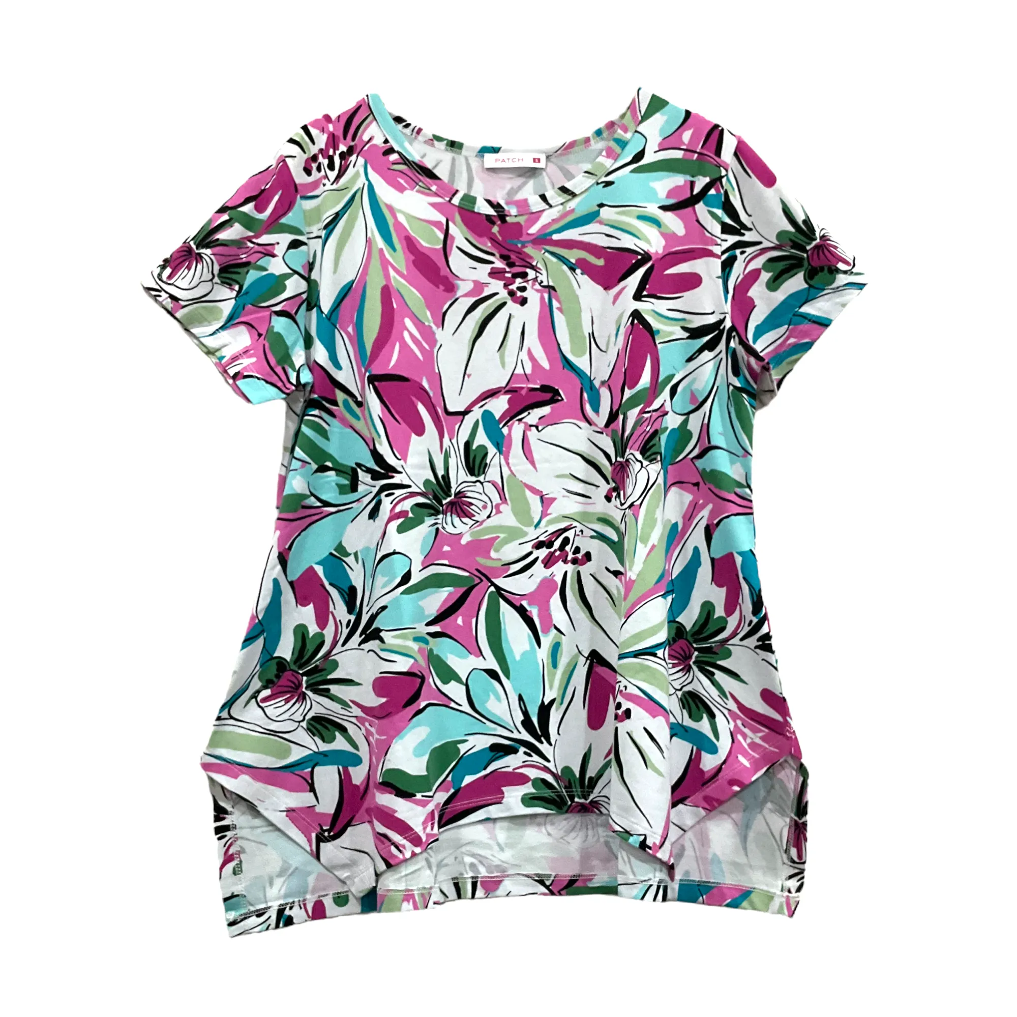 Patch Women Clothes Casual Loose Floral Printed Short Sleeve T-Shirt