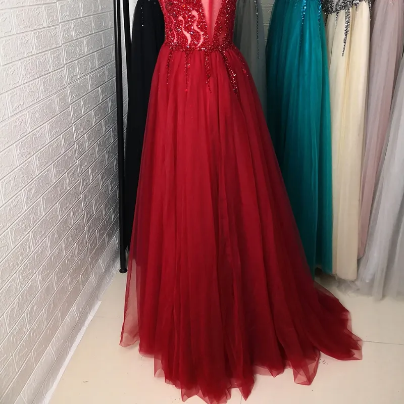 Prom Party Sparkly Tulle Sequins A-Line Evening Dress EV1009