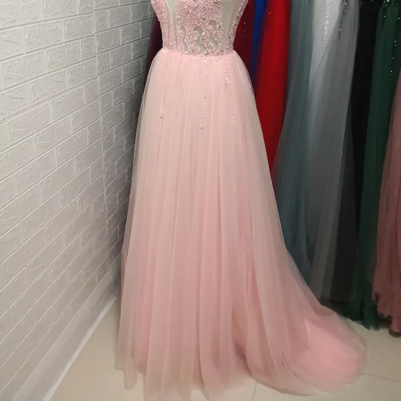 Prom Party Sparkly Tulle Sequins A-Line Evening Dress EV1009