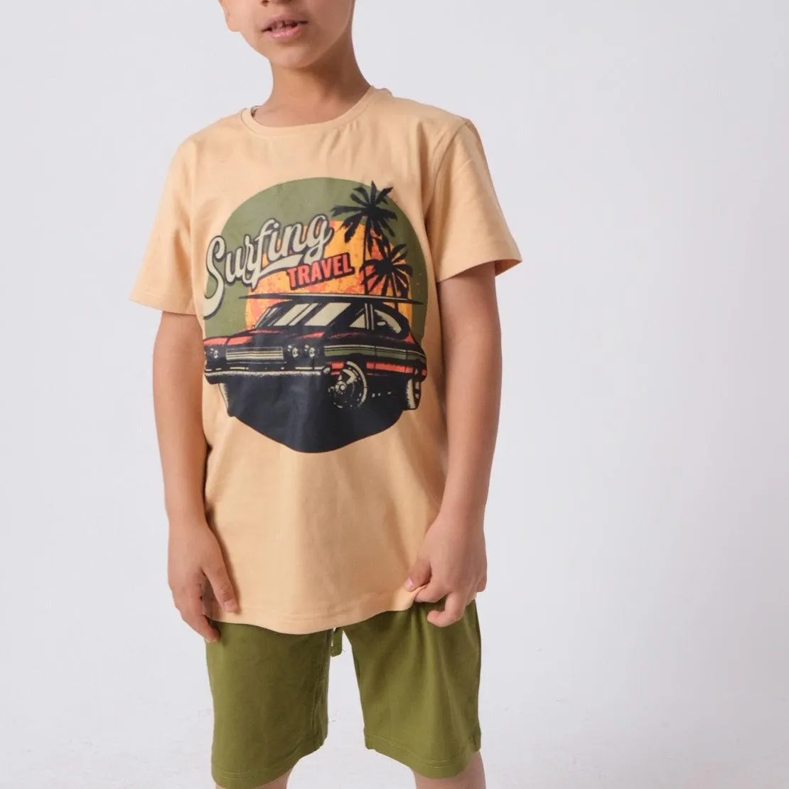 "Surfing Travel" Short-Sleeved Pajama