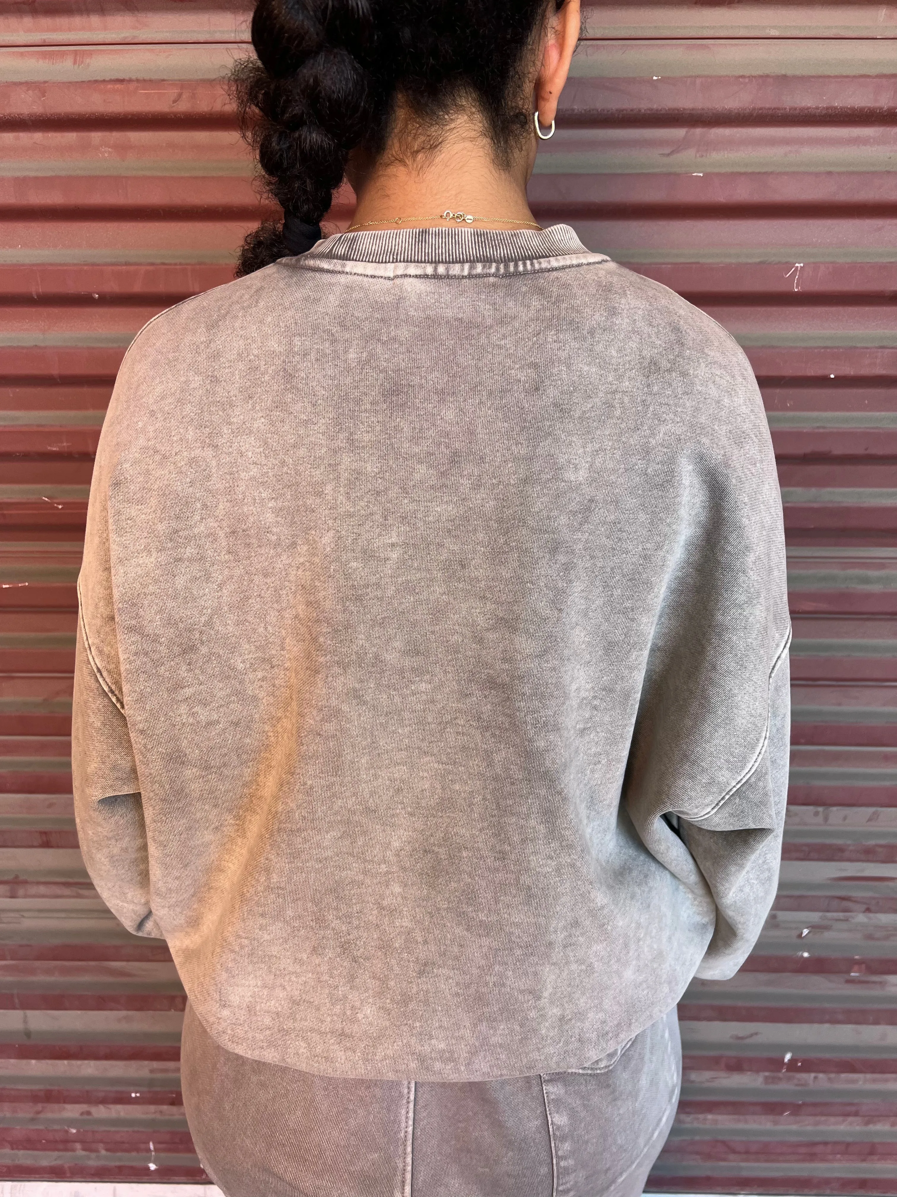 SIMPLE LOGO SWEAT SHIRT ACID WASH