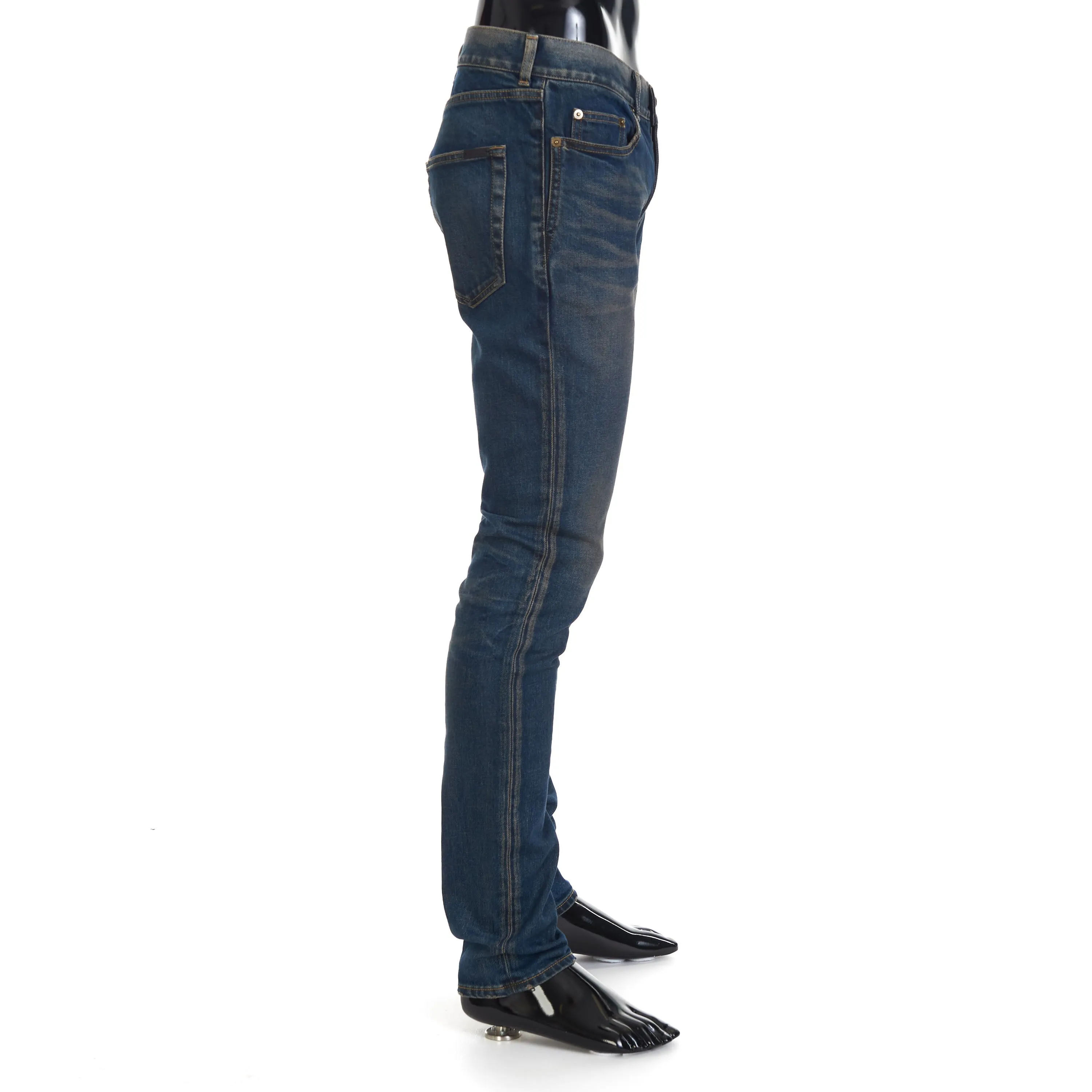 Skinny Jeans - Winter Blue Denim, Low Rise, Five Pocket