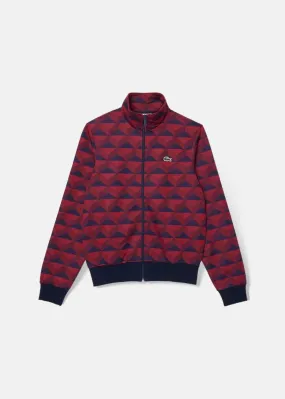 Sweat-shirt zippé Lacoste paris jacquard monogramme rouge