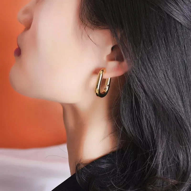 Trendy Korean Hoop Earring with Gold Plating