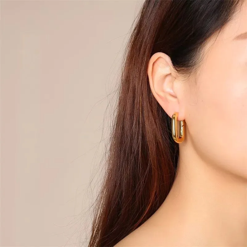 Trendy Korean Hoop Earring with Gold Plating