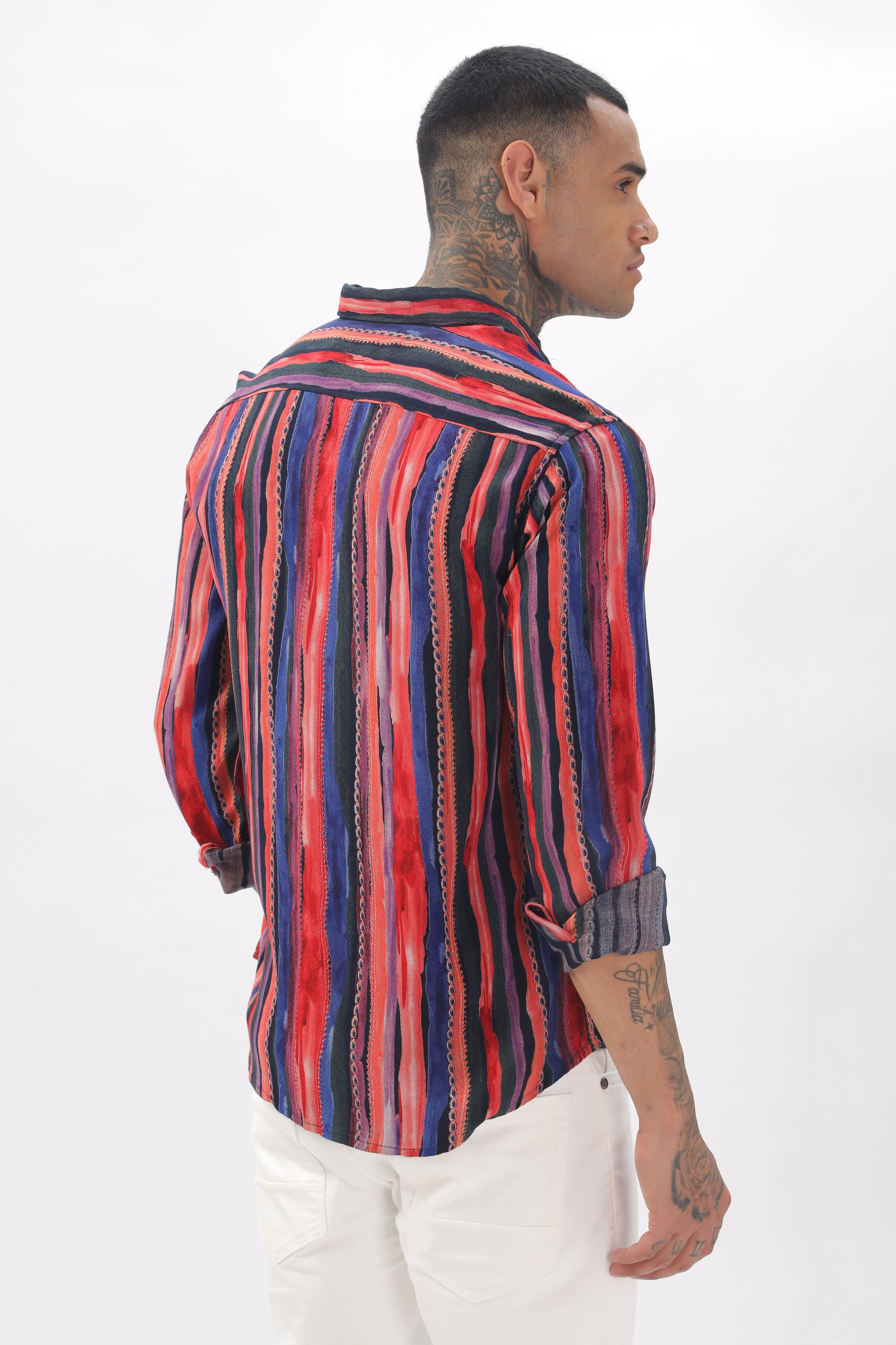 Tropical Stripes Viscose Shirt