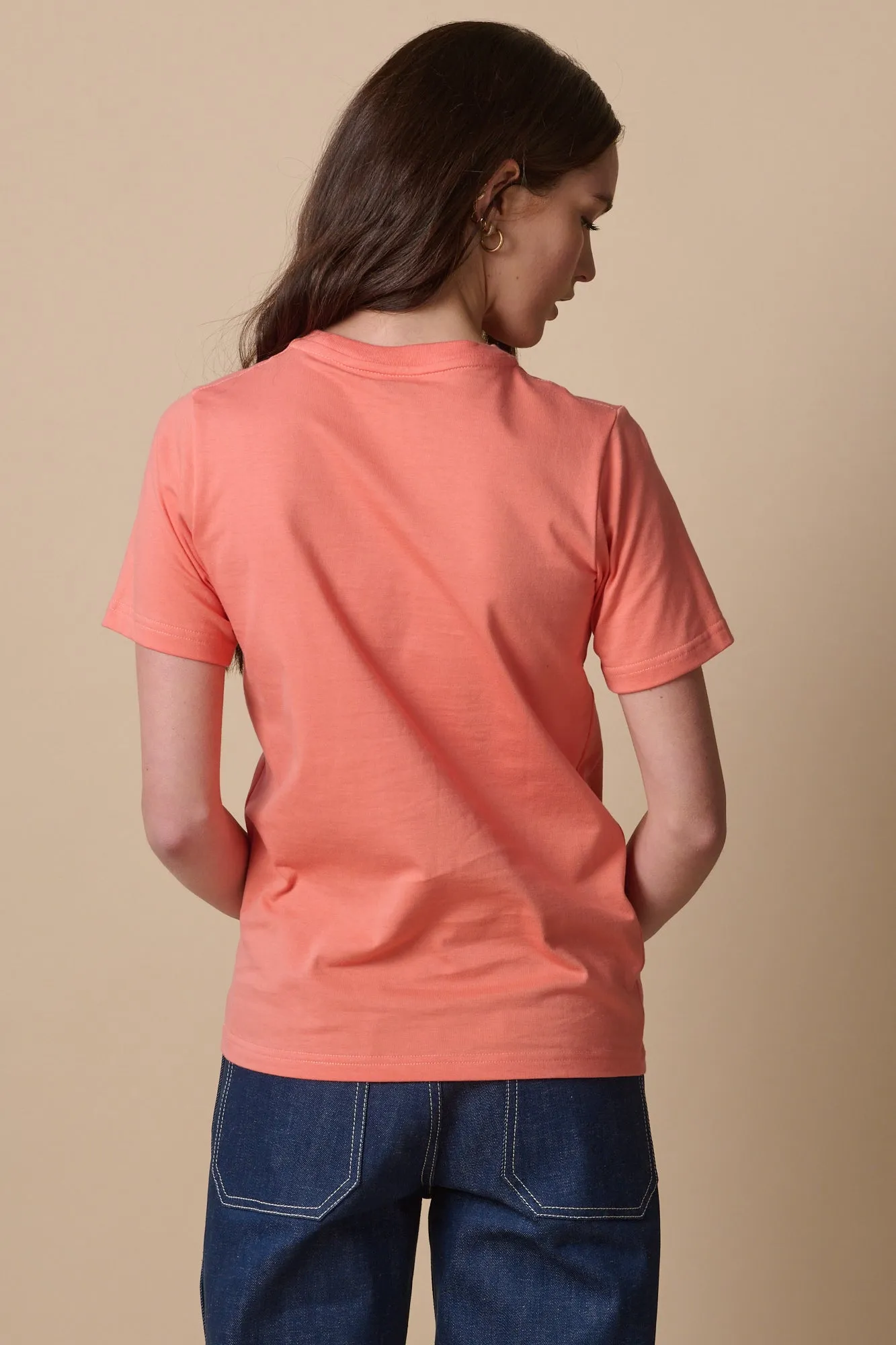 Women's Short Sleeve T Shirt - Peach